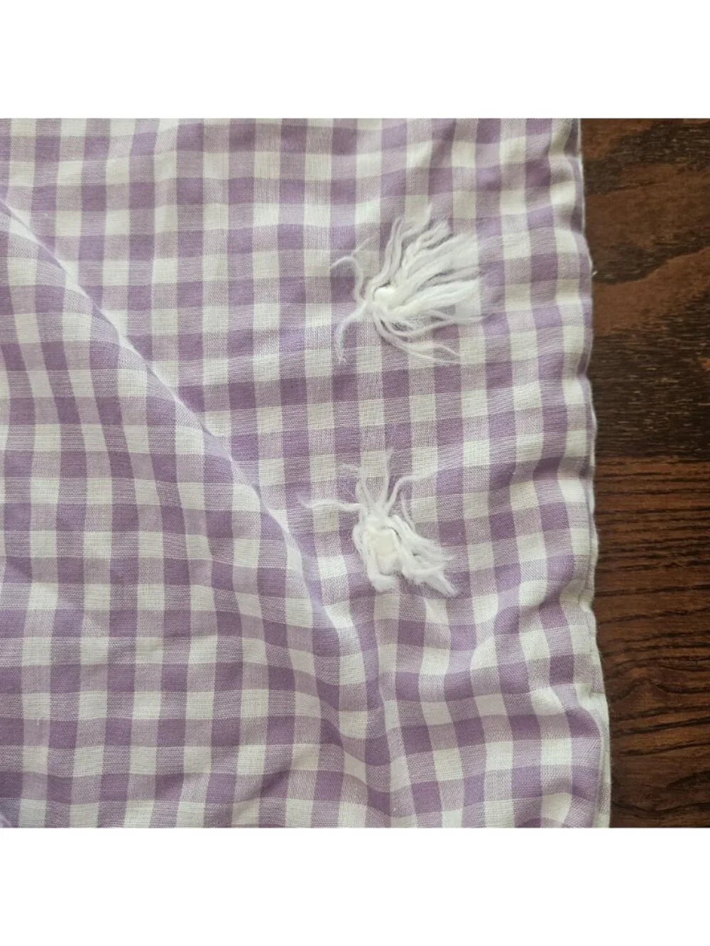 Vintage Handmade Quilted Baby Blanket Purple Checkered Prairie Boy & Girl